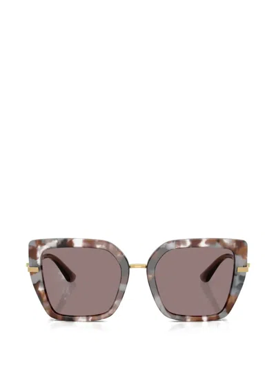Dolce & Gabbana Tortoiseshell-effect Geometric-frame Sunglasses In Brown