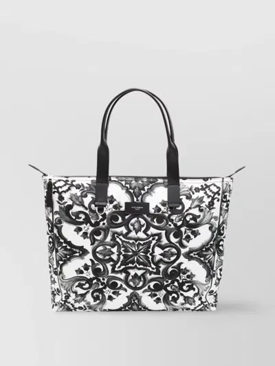 Dolce & Gabbana Tote Bag Handles Print In Black