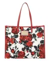 Dolce & Gabbana Large Floral Print Shopping Tote In Red