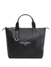 Dolce & Gabbana Dolce&gabbana Men Small Leather Shopping Bag With Logo In Black  