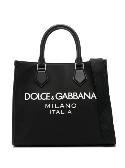 Dolce & Gabbana Logo Tote Bag In Black