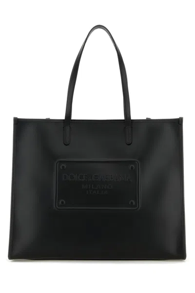 DOLCE & GABBANA DOLCE & GABBANA BLACK LEATHER SHOPPING BAG