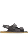 Dolce & Gabbana Touch-strap Leather Sandals In Grey