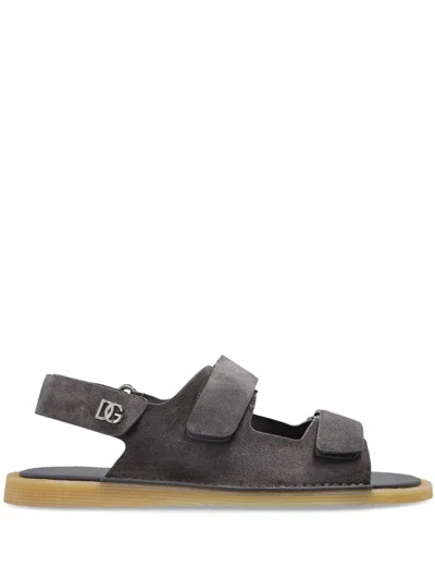 DOLCE & GABBANA TOUCH-STRAP LEATHER SANDALS