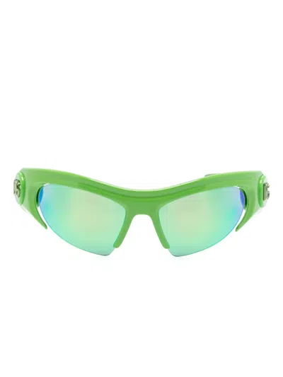 Dolce & Gabbana Toy Wraparound-frame Sunglasses In Green