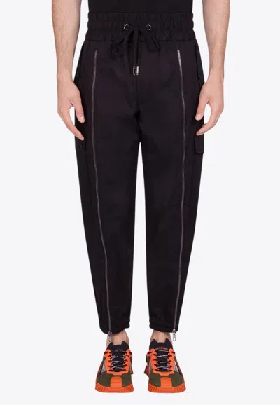 Dolce & Gabbana Track Pants With Front Zips In Black