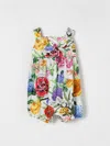 Dolce & Gabbana Baby Multicolor Floral-print Poplin Romper In Multicolor
