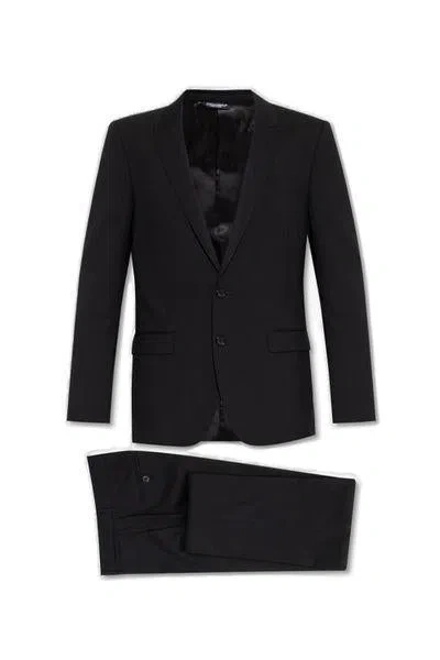Dolce & Gabbana Two Piece Suit In Stretching Wool In Black
