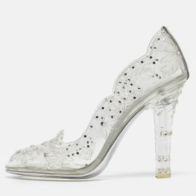 Pre-owned Dolce & Gabbana Transparent Pvc Cinderella Swarovski Embellished Pumps Size 37
