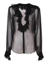 Dolce & Gabbana Ruffle Collar Chiffon Blouse In Black