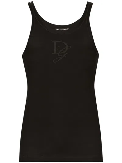DOLCE & GABBANA LOGO-EMBROIDERED TANK TOP - MEN'S - COTTON