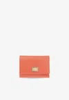 Dolce & Gabbana Tri-fold Logo Plaque Leather Wallet In Orange