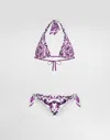 Dolce & Gabbana Women Majolica Print Padded Triangle Bikini Swimsuit In Purple