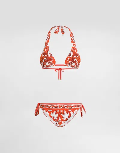 Dolce & Gabbana Triang Imb+slip Fioc In Orange
