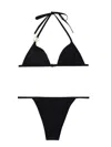 Dolce & Gabbana Logo-plaque Halterneck Bikini Set In Black
