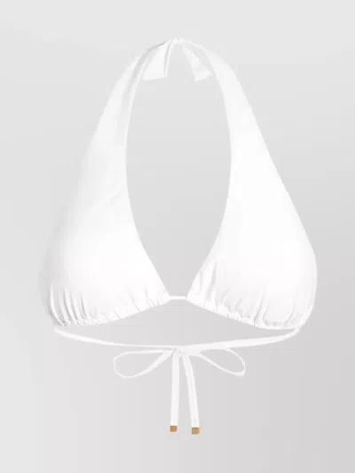 Dolce & Gabbana Triangle Bikini Top Gold-tone Accents In White