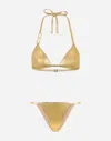 Dolce & Gabbana Metallic Halterneck Bikini In Gold