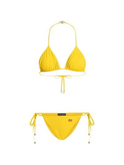 Dolce & Gabbana Triangle Bikini In Yellow