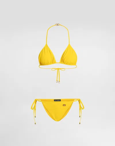 Dolce & Gabbana Triangle Bikini In Yellow