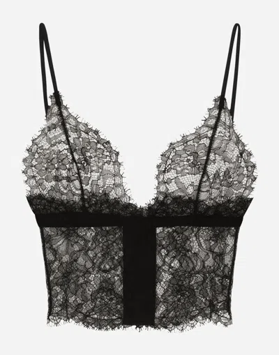 Dolce & Gabbana Triangle Lace Bralette In Black