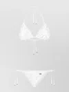 Dolce & Gabbana Triangle Top Thong Bottom Bikini Set In White
