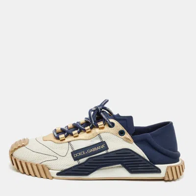 Pre-owned Dolce & Gabbana Tricolor Leather And Mesh Ns1 Lace Up Sneakers Size 46 In Multi