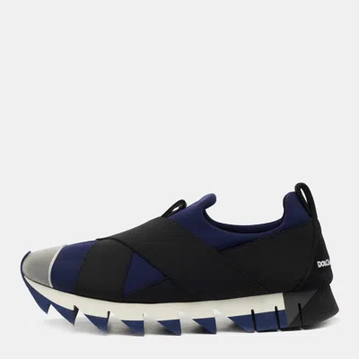 Pre-owned Dolce & Gabbana Tricolor Neoprene And Suede Ibiza Sneakers Size 40 In Navy Blue