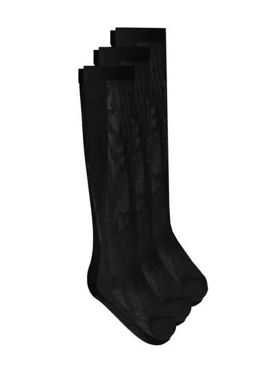 Dolce & Gabbana Three-pack Of Nylon Socks With Dg Logo In Black