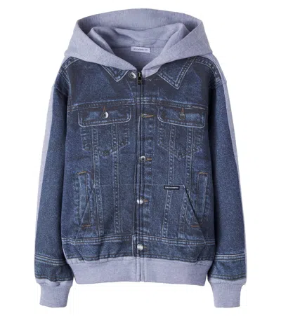 Dolce & Gabbana Kids' Trompe L'ail Cotton Fleece Hoodie In Multi