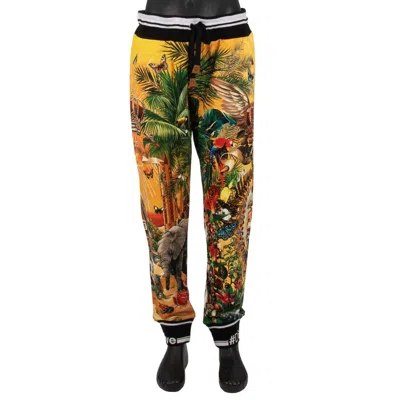Pre-owned Dolce & Gabbana Tropical Crown Maria Cotton Jogging Pants Yellow Black 13590