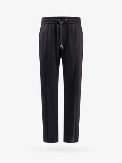 Dolce & Gabbana Virgin Wool Trouser With Drawstring In Black