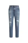 Dolce & Gabbana Distressed Finish Five-pocket Denim Jeans In Blue