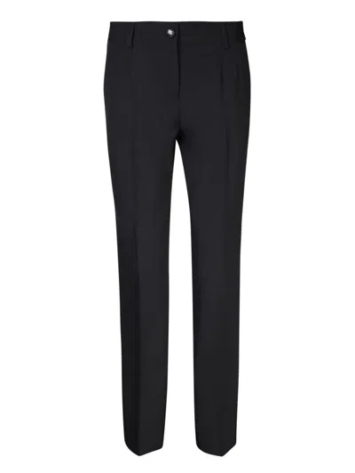 Dolce & Gabbana Virgin Wool Silk High-rise Slim-fit Tailored Trousers In Black