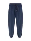 Dolce & Gabbana Ribbed Hems Jogger Style Monochrome Trousers In Blue