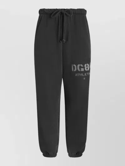 Dolce & Gabbana Trousers Elastic Cuffs Side Stripes Design In Black
