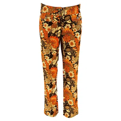 Pre-owned Dolce & Gabbana Trousers In A 60s Inspired Print Spring 2004 In Brown