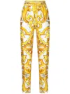 Dolce & Gabbana Silk Twill Pants In Mix Maiolica Giallo