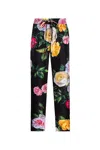 Dolce & Gabbana Floral Print Drawstring Silk Pants In Peonies/roses F.black
