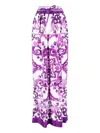 Dolce & Gabbana Majolica-print Twill Trousers In Purple