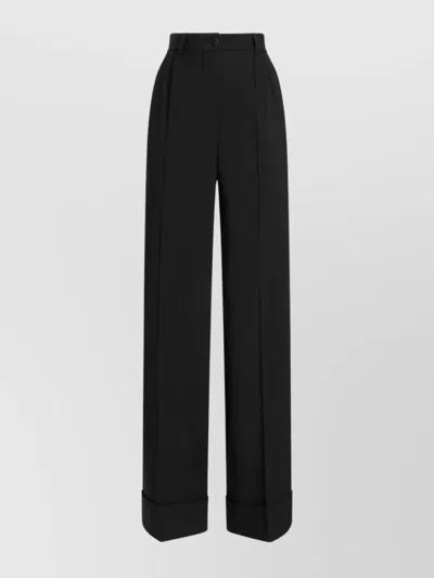 DOLCE & GABBANA TROUSERS WIDE-LEG CUFFED HEM