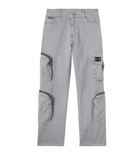 Dolce & Gabbana Kids' Trousers With Logo In Gray