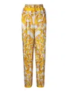 Dolce & Gabbana Majolica High-rise Cotton Straight Pants In Yellow