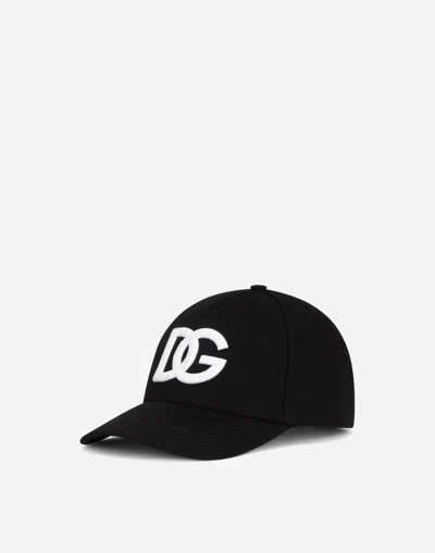 Dolce & Gabbana Cotton Baseball Cap With Dg Embroidery In Black