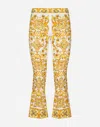 Dolce & Gabbana Majolica Trumpet-leg Silk Pants In Print