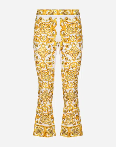 Dolce & Gabbana Majolica Print Trousers In Yellow