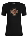 Dolce & Gabbana Embellished Round Neck Short Sleeves Top In Black