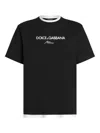 Dolce & Gabbana Logo-embroidered Layering Cotton T-shirt In Black
