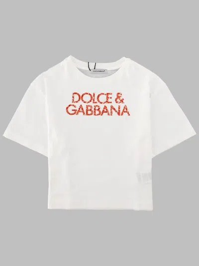 Dolce & Gabbana T Shirt Manica Corta Con Stampa In White