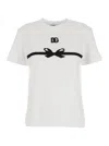 Dolce & Gabbana Embroidered Bow Detail Jersey T-shirt In White