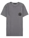 Dolce & Gabbana Crewneck T-shirt With Logo-patch In Gray